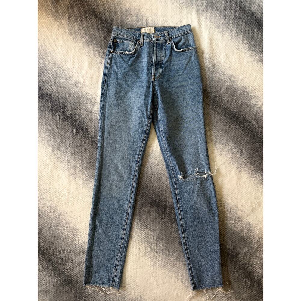 We The Free Distressed Button Fly Raw Cut High Rise Skinny Jean Size 2 26